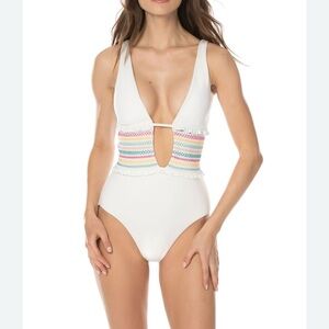 Isabella Rose Classy One Piece Swimsuit white size M